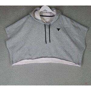 Under Armour Project Rock Hoodie Sweater Women's XL Gray Crop Pullover Oversized